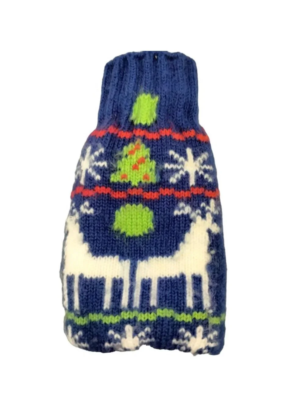 Uncle Beer Ugly Sweater Bottle Coozie Koozie Blue Reindeer Snowflake